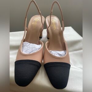Chanel Black and beige  sling back pumps in colour apricot size 5